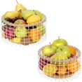 thumbnail image 1 of 2 Pack Round Fruit Vegetable Storage Baskets Metal Wire Basket Kitchen Organizer, 1 of 12
