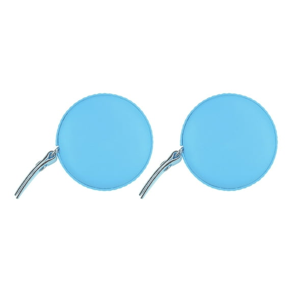 2 Pack Round Retractable Measuring Tape 150cm/60-inch Soft Leather Case Tailors Tape Measure, Blue