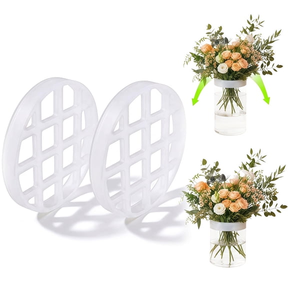 2 Pack Round Reusable Silicone Mesh Flower Arranging Grid for Vases