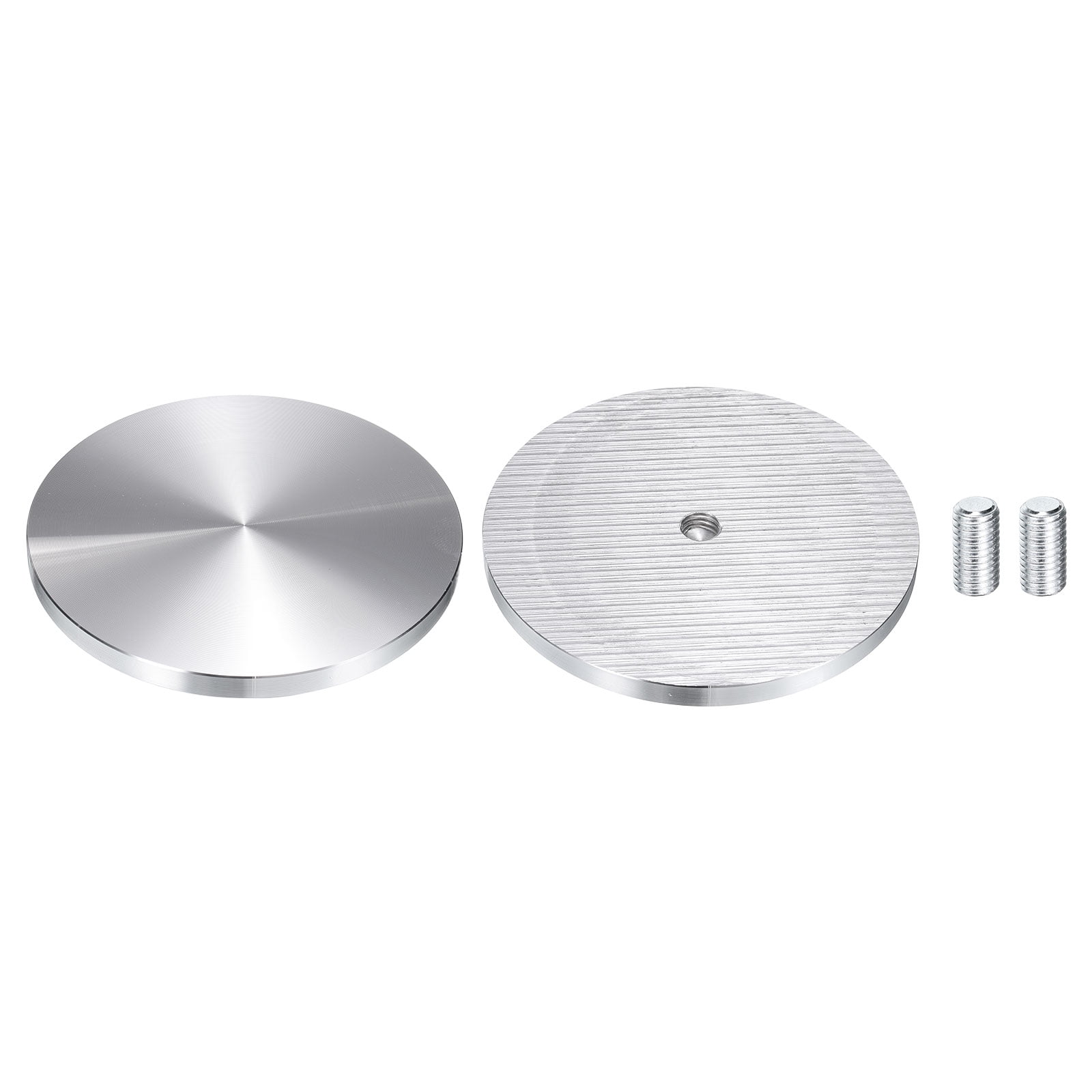 2 Pack Round Shape Aluminum Disc, M10 Thread 100mm Diameter Aluminum Circle Disc Glass Top Adapter, Silver