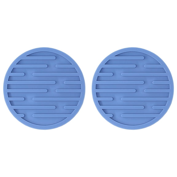 2 Pack Round Silicone Drink Coaster, 3.9 Inch Heat Resistant Non-Slip Table Mat with Spill Proof Edge, Water Absorption for Tea Coffee Mugs, Light Blue, By Tanuke store