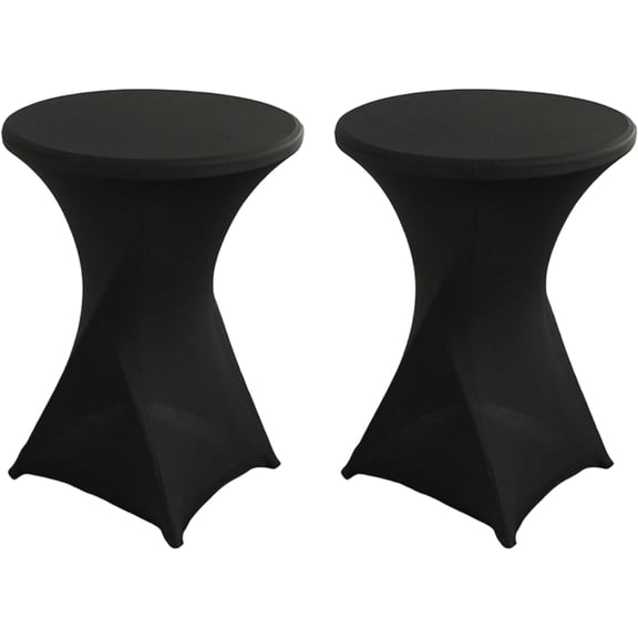 2 Pack Round Table Cover for Cocktail Table, Stretchable Fitted Highboy Tablecloth, Wrinkle-Resistant Elastic Table Cover for Party, Wedding and Event