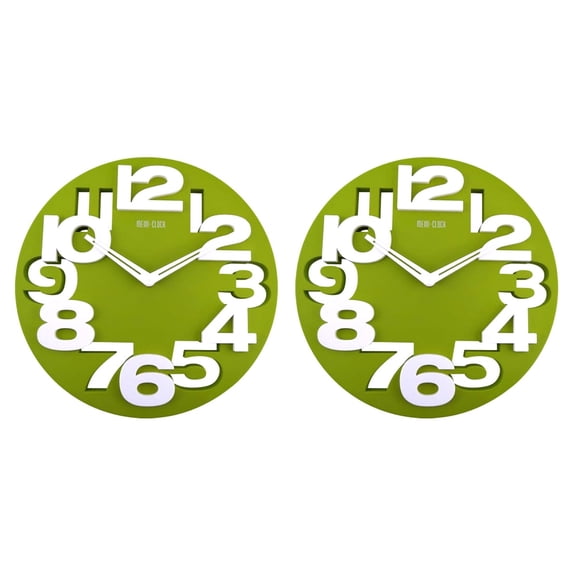 Hytrove Green Round Wall Clock Set of 2, Simple and Stylish Design for Home and Office Decor