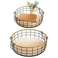 thumbnail image 1 of 2 Pack Round Wire Baskets with Handles, Metal Storage Trays for Home Decor (2 Sizes), 1 of 10