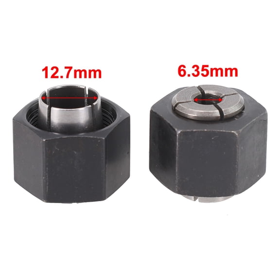 2 Pack Router Collet Set 12.7mm and 6.35mm Steel Chuck for DW621, DW618, DW621K, DW6214 Woodworking Trimmer Accessories