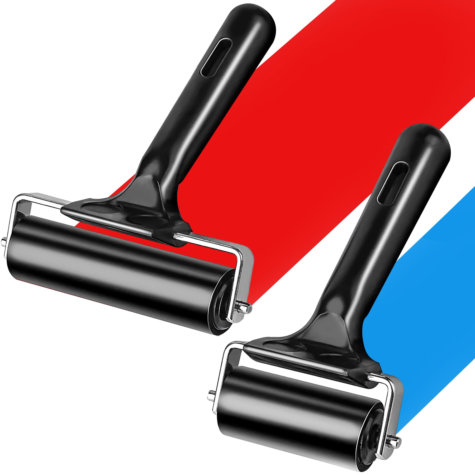 2 Pack Rubber Brayer Rollers for Printmaking and Crafts, 2.4 Inch and 4