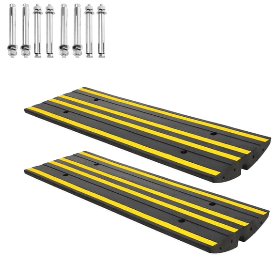 2-Pack Rubber Curb Ramps, 48" Extra Wide Driveway Transition Ramps with Anti-Slip Surface & Anchor Bolts for Loading Dock, Garage, Sidewalk, Wheelchair