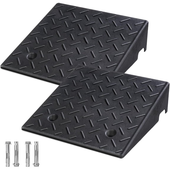 2 Pack Rubber Curb Ramps for Driveway, 6" Height, Heavy Duty 4 Ton (8818 lbs) Capacity, for Lawn Mower, Wheelchair, Motorcycle, Car, Loading Dock & Threshold