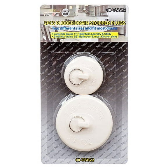 2 Pack Rubber Drain Stopper Plugs, Fit Most Drains with 2 Different Sizes