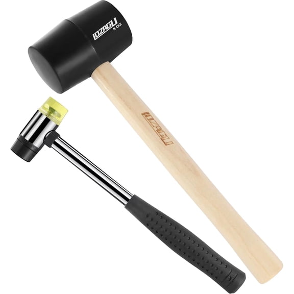 2-Pack Rubber Mallet Hammer Set, 8oz & 25mm Small Rubber Mallet Hammer Tool, Rubber Mallet for Flooring, Tent Stakes, Woodworking, Camping, Crafts, Jewelry Wood Rubber., LOZ-M0825