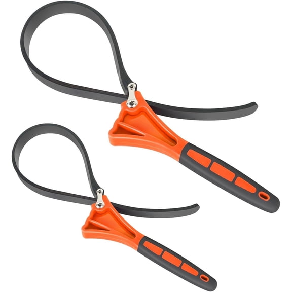 2-Pack Rubber Strap Wrench,Oil Filter Wrench Diameter 4" and 6" Heavy Duty Adjustable Blet Wrench for Jar Opener,Water Filter,Plumbing,Sink,Faucet(Orange)