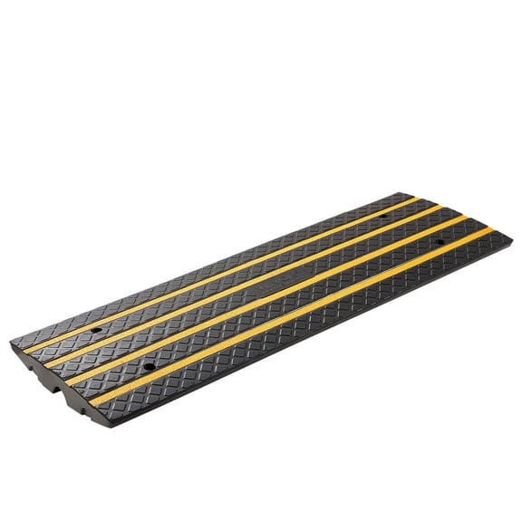2-Pack Rubber Threshold Ramp, 33069 lb Load, 2.6" Rise for Curbs, Yellow Reflective, Ideal for Warehouse & Sidewalk