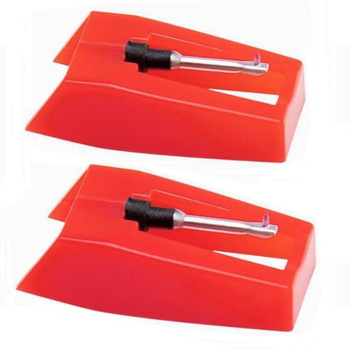 2 Pack Ruby Record Player Needles Replacement,Turntable Needles Stylus for Crosley Victrola Boytone Ion Jenson Vinyl Players - Red
