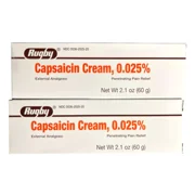 2 Pack Rugby Capsaicin Cream Pain Relief 0.025% 2.1 Oz Each