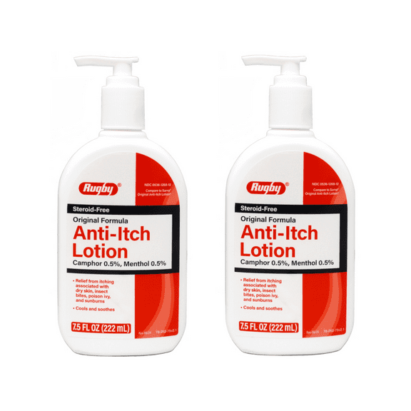 2 Pack - Rugby Original Formula Anti-Itch Lotion Camphor 0.5% , Menthol 0.5%, Steroid-Free, for Dry Skin, Insect Bite, Poison Ivy, Sunburns, 7.5 Fl Oz