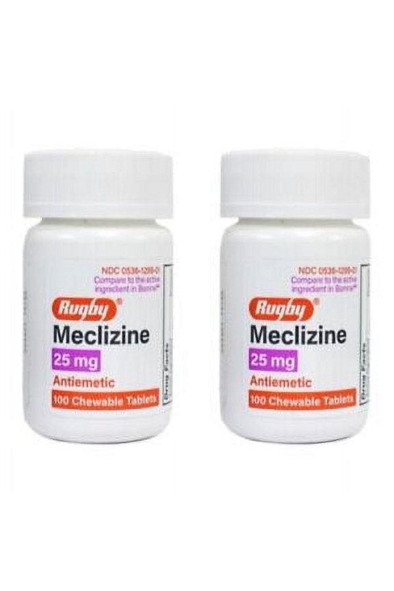 2 Pack Rugby Travel Sickness 25mg Chewables Tablets 100 Count