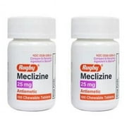 2 Pack Rugby Travel Sickness 25mg Chewables Tablets 100 Count