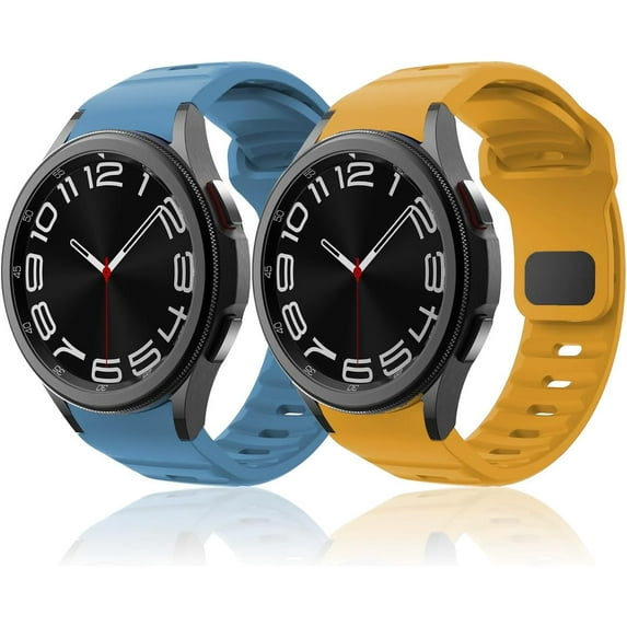 2 Pack Rugged No Gap Band for Samsung Galaxy Watch Band 7 FE 6 5 4 44mm 40mm/Galaxy Watch 6 Classic Bands 47mm 43mm/Watch 5 Pro 45mm/Watch 4 Classic 46mm 42mm, Silicone Wristband Sport Strap Men Women