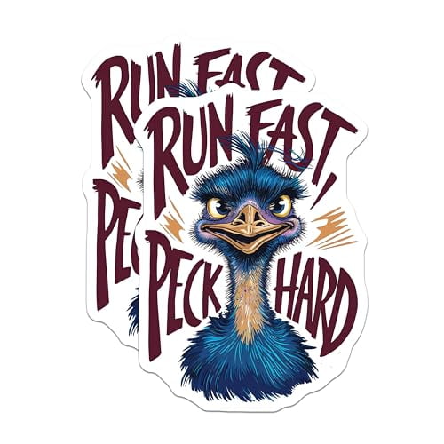 (2 Pack) Run Fast Peck Hard Magnets - Motivational Magnets - Inspirational Quote - Fun Fridge Magnets - 5" On Longest Side - for Cars, Fridges, Toolboxes - Made in USA - MAG3986