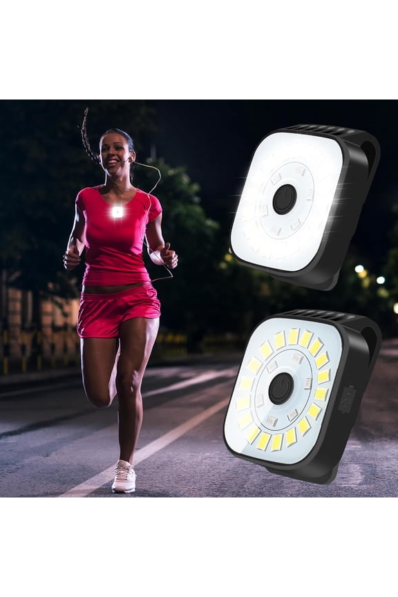 2 Pack Running Lights for Runners - Dog Walking Light at Night, 12 LED Clip On Flashlight for Night Safety, High Brightness Chest Light Jogging Gear for Men Women