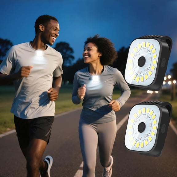 2 Pack Running Lights for Runners - Valentines Gifts for Men, Rechargeable Clip on Flashlight Christmas Gifts for Runners, 4 Modes Running Gear, Night Light for Jogging Biking Camping Gear