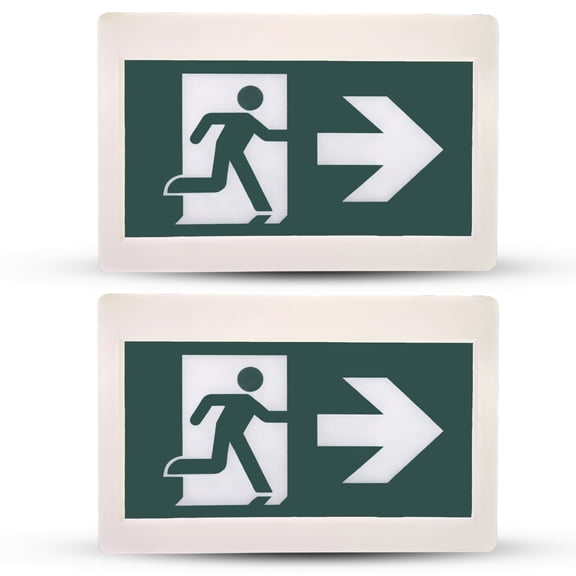 2-Pack Running Man Exit Sign with Internal Emergency Lights, UL Certified Slim Design, 120-347V, 90-Min Backup, High-Visibility Fire Safety Light for Commercial Use