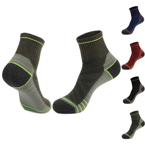 2 Pack Running Socks for Men Ankle Moisture-Wicking Non-Slip Casual Color Block Breathable Athletic Workout Cycling Crew Sock