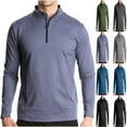 thumbnail image 1 of 2 Pack Running T Shirts for Men Quick-Drying Long Sleeve T-Shirts with Zipper Mock Neck Solid Stretchy Slim-Fit Pullover Athletic Workout Tees Tops, 1 of 8