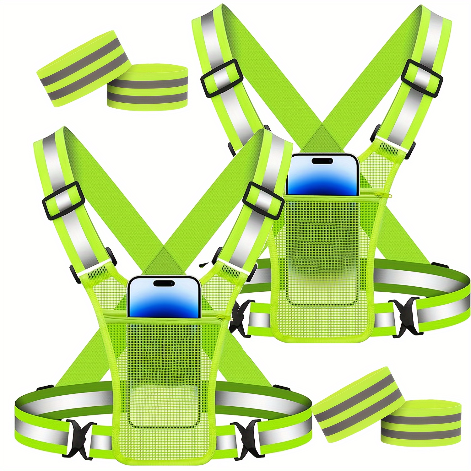 Gilet Running Réfléchissant Avec Poche Téléphone - Réglable, Respirant, Visible Nuit !