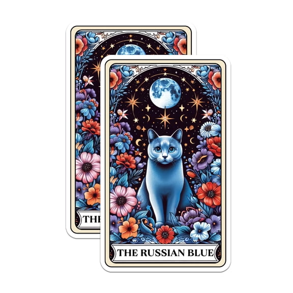 (2 Pack) The Russian Blue Magnets - Russian Blue Cat Breed - for Cat Mom or Cat Dad - 5" On Longest Side - Premium Magnet - for Cars, Refrigerators, Toolboxes - Made in USA - MAG1232
