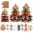 thumbnail image 1 of 2 Pack Rustic DIY Burlap Christmas Tree Kit, Handmade Holiday Craft Project | Farmhouse Christmas Decoration for Tabletop Display, Seasonal Home Decor, 1 of 6