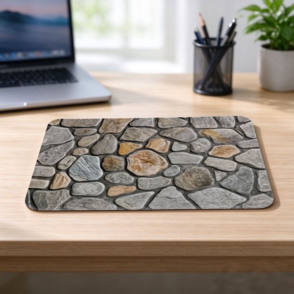 2 Pack Rustic Irregular Stone Wall Mouse Pad, 9.8 x 11.8 Inch Natural Flagstone Texture Desk Mat, Non Slip Rubber Base Mousepad for Office Home Gaming Laptop Computer