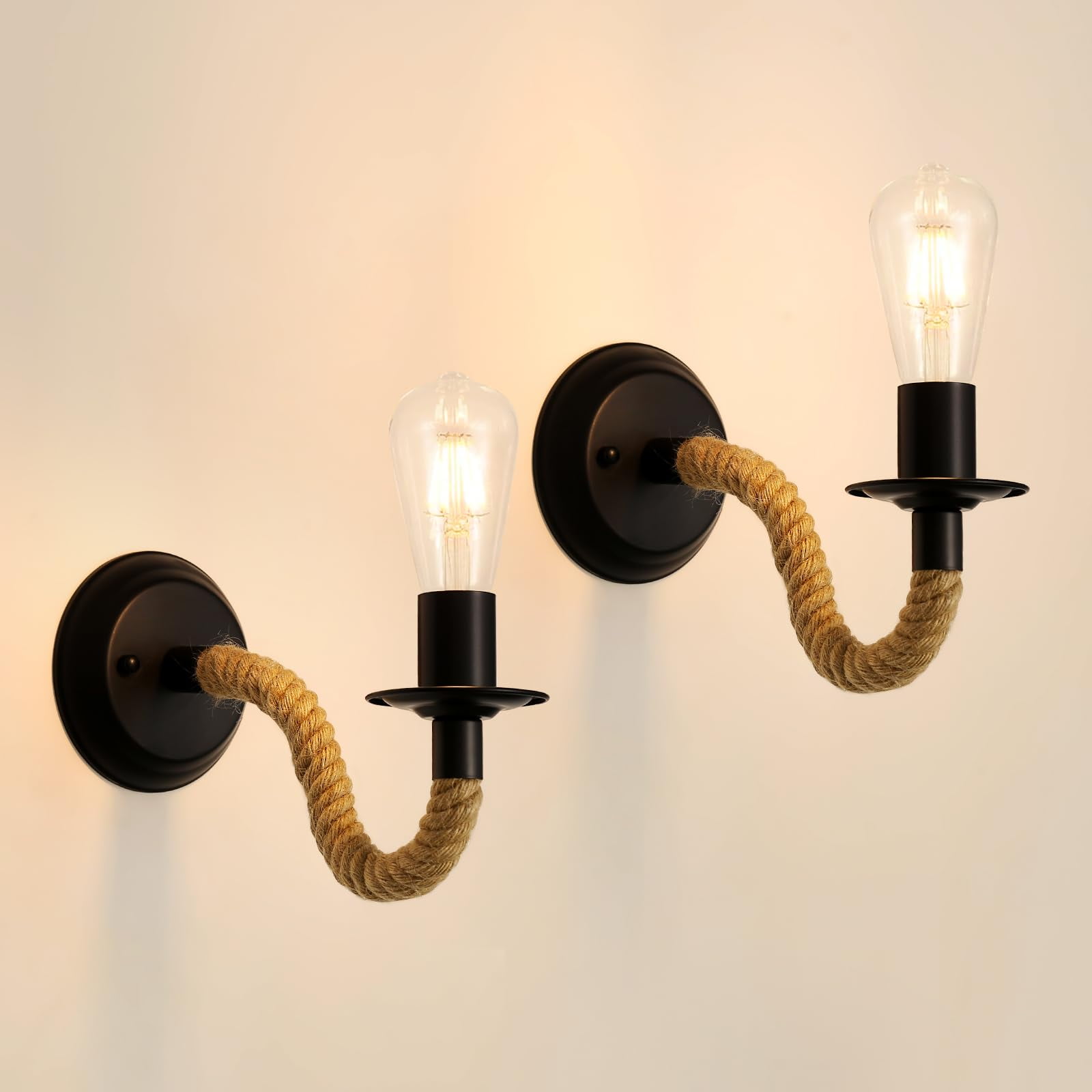 Goeco 2-Pack Rustic Farmhouse Wall Sconces, 1-Light Fixture, Corded Electric