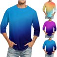 thumbnail image 1 of 2 Pack S-5X Mens Big & Tall T Shirts Plus Size 3/4 Sleeve Crewneck T-Shirts Casual Pullover Gradient Printed Comfort Going Out Loungewear Tees Tops, 1 of 8