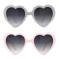 thumbnail image 1 of [2-Pack] SA106 Polka Dot Print Plastic Heart Shape Cute Womens Sunglasses 1 White 1 Pink, 1 of 1