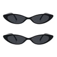 thumbnail image 1 of (2-Pack) SA106 by SA106 Narrow Thin Cat Eye Plastic Gothic Retro Sunglasses 2 Black, 1 of 2