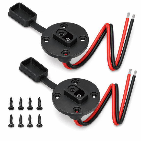 2 Pack SAE Power Socket Sidewall Port, 2 Pin Waterrproof SAE Quick Connectors Extension Cable for Solar Generator