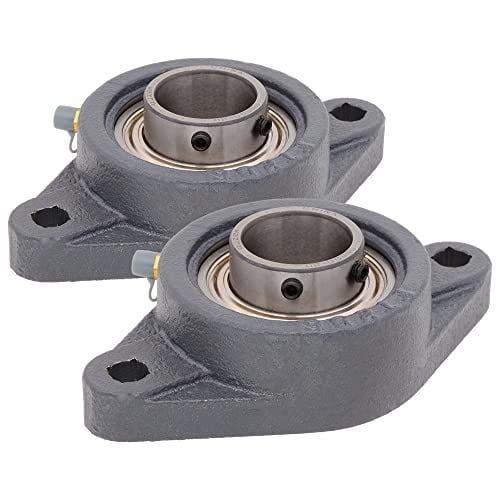 2-Pack] SBFT206-20 - 2-Bolt Flange-Mount Ball Bearing Unit, Insert Bearing SB206-20, Cast Iron Housing FT206, Bore Shaft 1-1/4 in (31.75 mm), Set Screw Locking, 5.8125 in (147.638 mm) Flange Length