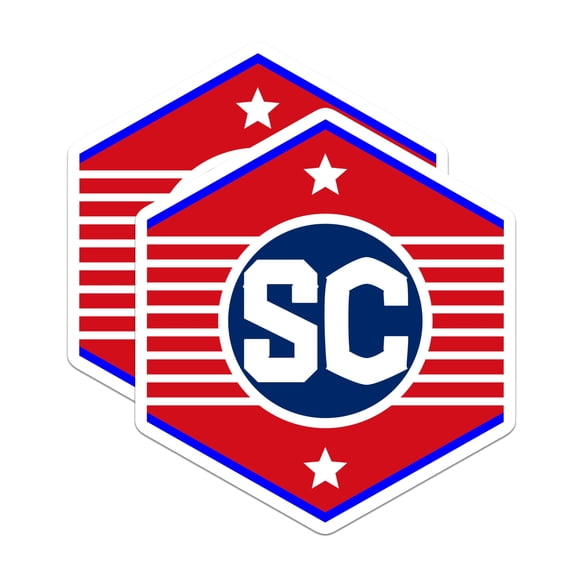 (2 Pack) SC Initial Magnets - Stylish Logo Decor - Red White and Blue Magnets - 5" On Longest Side - Premium Magnet - for Cars, Refrigerators, Toolboxes, Lockers - Made in USA - MAG18514