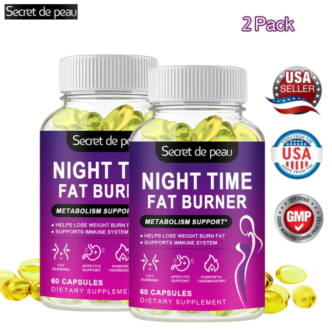 (2 Pack)SDP Slimming Fat Burning Capsule Appetite Suppression Night Time Weight Loss Supplement