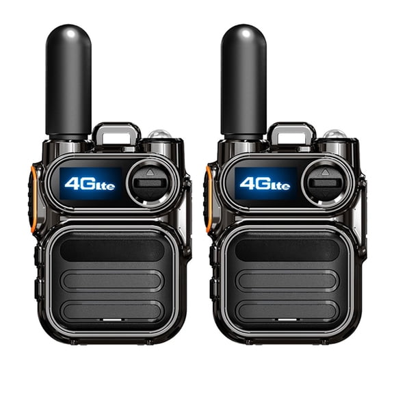 (2-Pack, SIM Cards Included) 4G LTE Network Walkie Talkie SIM Card Two-Way Radio Unlimited Range Push-to-Talk Device Rechargeable Portable Cellular Intercom