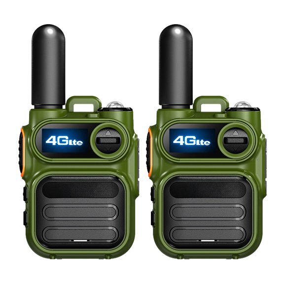 (2-Pack, SIM Cards Included) 4G LTE Network Walkie Talkie SIM Card Two-Way Radio Unlimited Range Push-to-Talk Device Rechargeable Portable Cellular Intercom