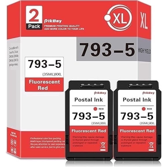 2-Pack SL-793-5 Ink Cartridge Replacement for Pitney Bowes 793-5 Red Ink Cartridge for DM100, DM200 and SendPro C and SendPro+, Red Ink, 35 ml