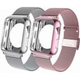thumbnail image 1 of 2 Pack SPYCASE Compatible for Apple Watch Band 38mm Milanese Loop iWatch Band w/Screen Protector Case for Series 3 2 1 - Silver, Pink, 1 of 5