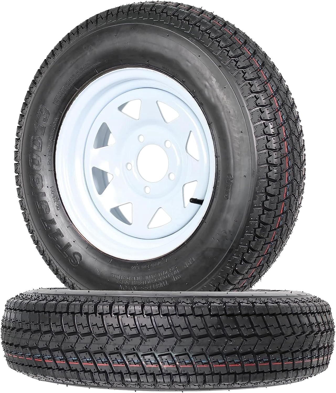 2 Pack ST175/80D13 Trailer Tire and Wheel 5 Lug on 4.5 In Load Range C 1360 lbs Capacity 13 In Rim