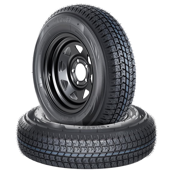 2-Pack ST205/75D14 Trailer Tires with 14" Rims, 5 Lug on 4.5" Bolt Pattern 114.3 mm PCD, 6PR Load Range C, Heavy Duty 205 75D 14 Trailer Tires Rims for Utility, Boat, Camper, Cargo Trailers