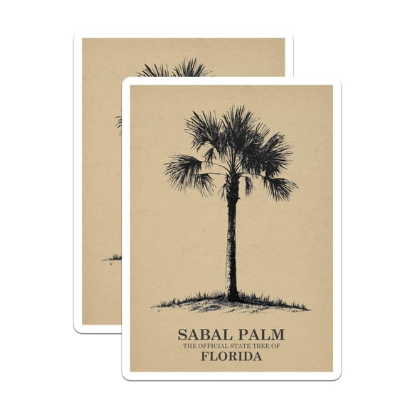 (2 Pack) Sabal Palm Magnets - Florida State Tree - Botanical Illustration - 5" On Longest Side - Premium Magnet - for Cars, Refrigerators, Toolboxes, Lockers - Made in USA - MAG18677