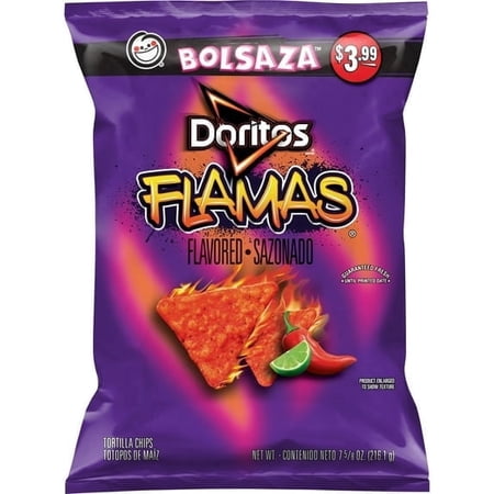 2 Pack - Sabritas Doritos Flamas Sazonado Tortilla Chips, 7.63 oz Bag