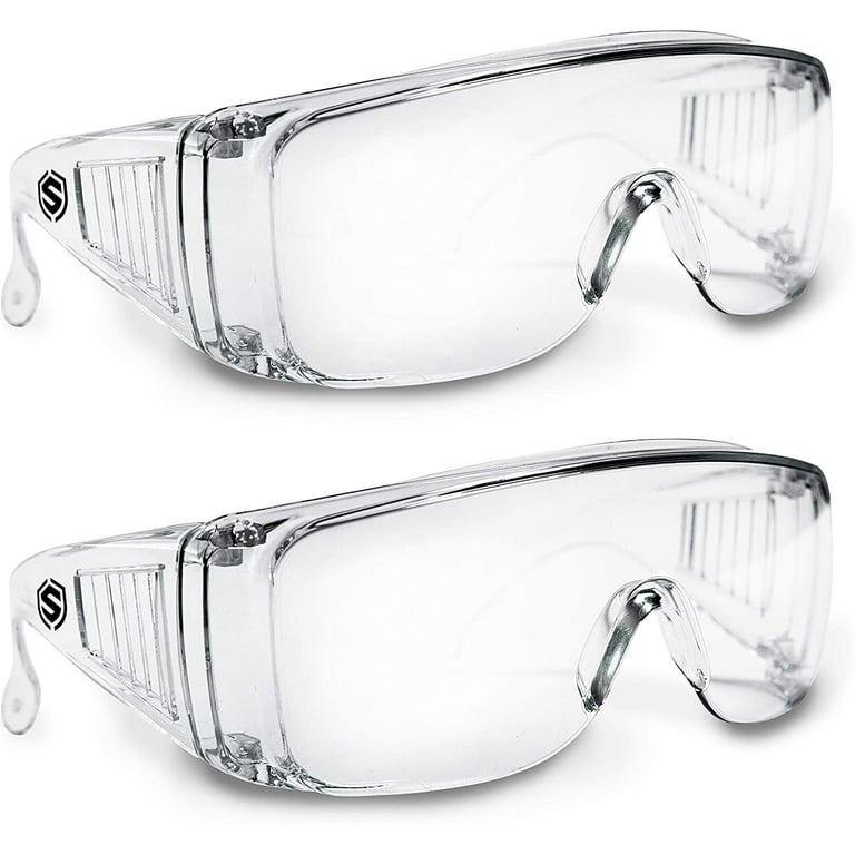Safety Glasses,Anti Fog Safety Goggles Over Eyeglasses Eyes  Protection,Clear Lens Anti-fog/Anti-Scratch/Splash Eye Protection Fit Over  Goggles for