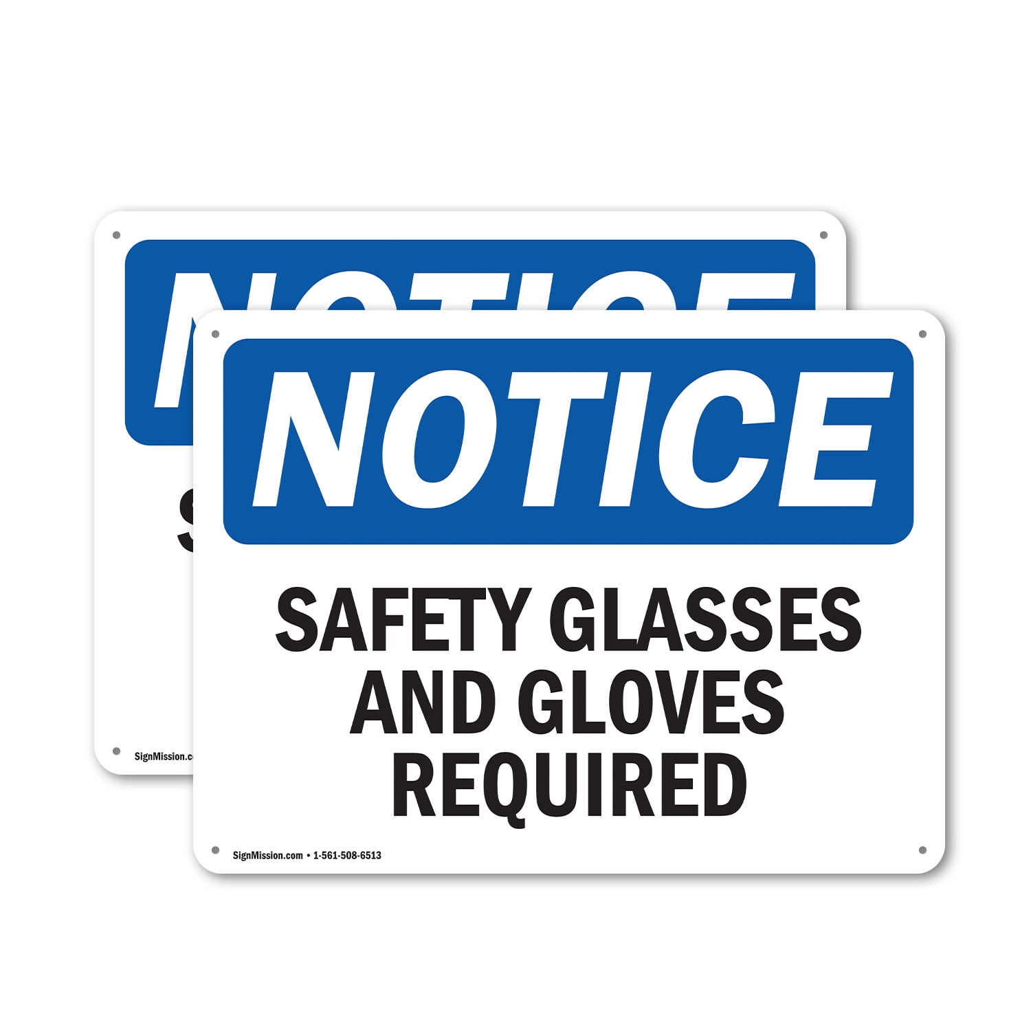 (2 Pack) Safety Glasses And Gloves Required OSHA Notice Sign 24 Inch X ...